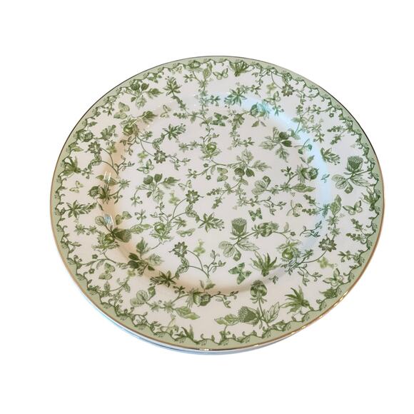 Grace Teaware Porcelain Dinner Plates 10.5" Green & White Floral Set of 4 New - Picture 6 of 13